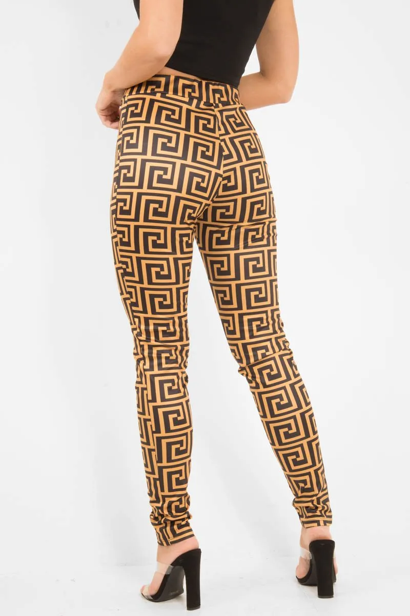 Mustard Aztec Print Leggings - Janie