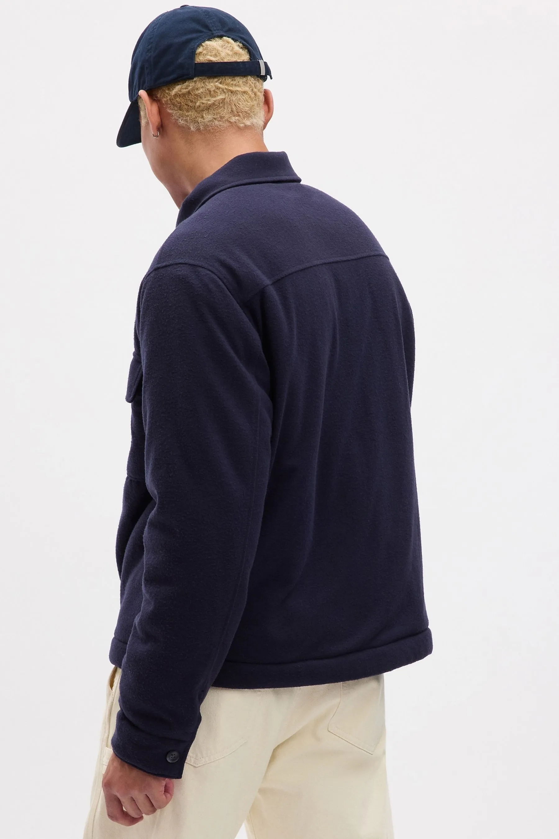 Navy Blue Fleece Lined Front Pocket Jacket