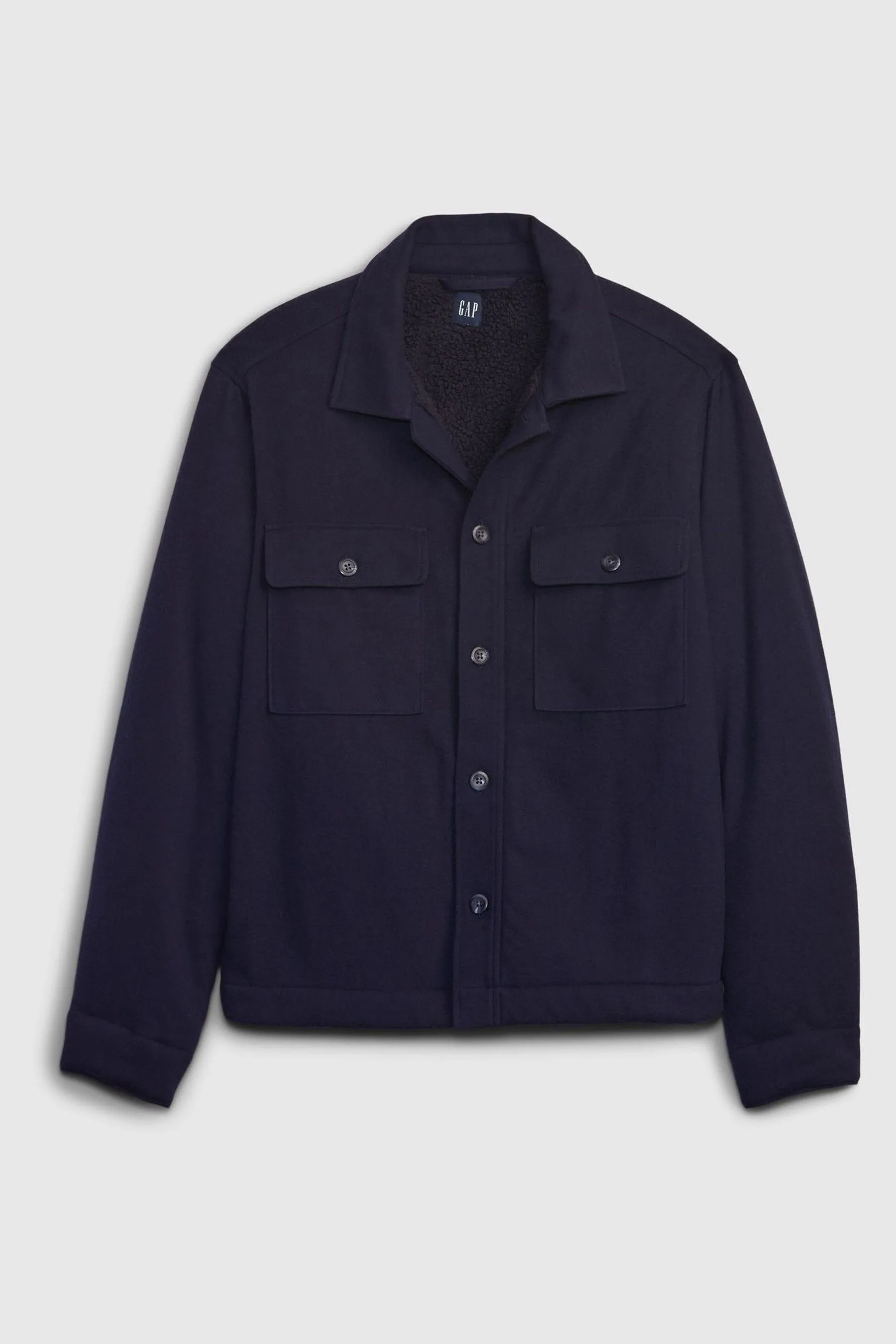 Navy Blue Fleece Lined Front Pocket Jacket