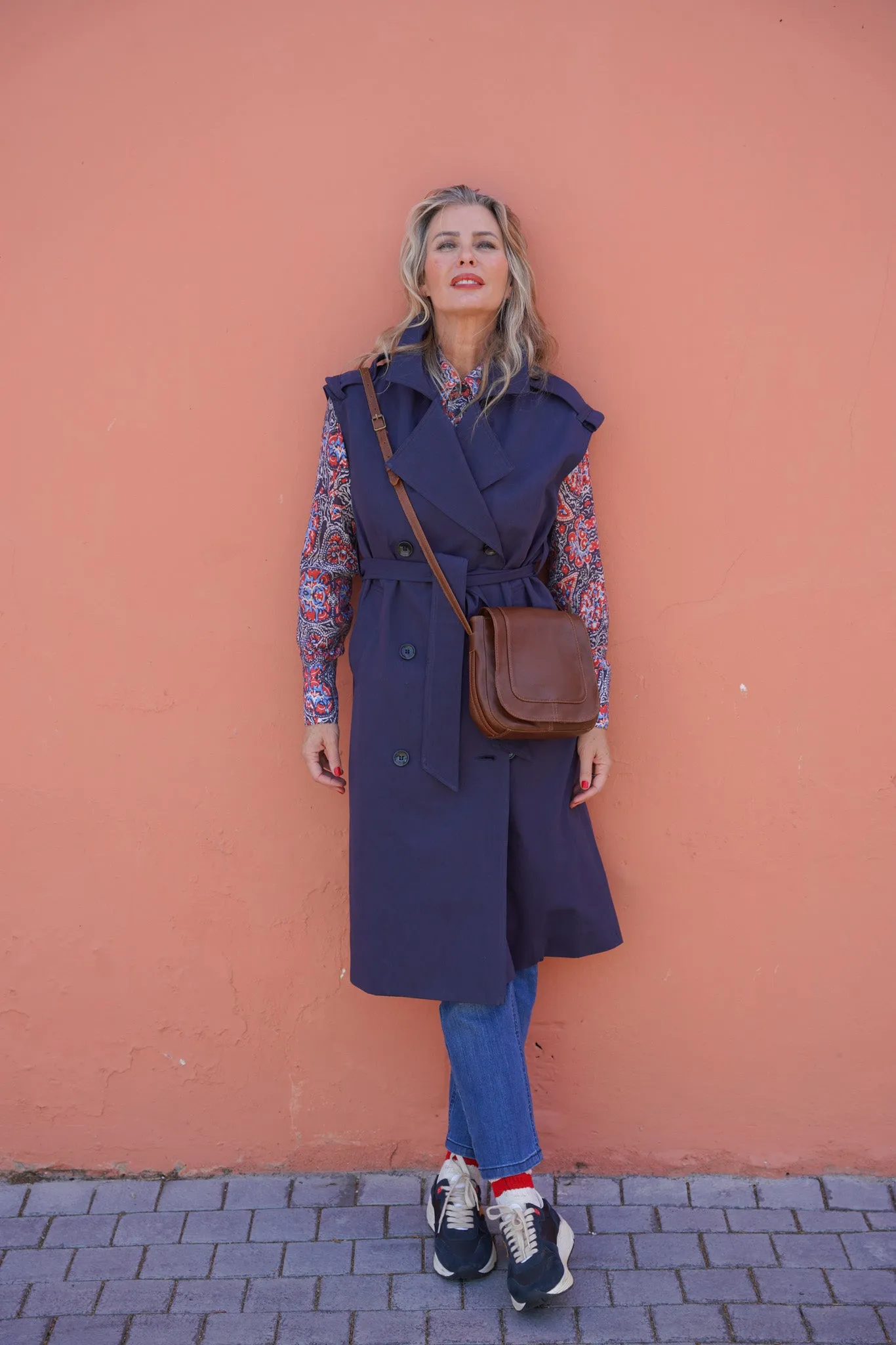 Navy Sleeveless Coat