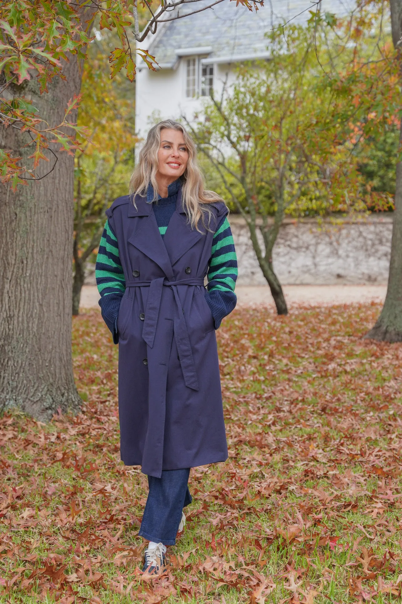 Navy Sleeveless Coat