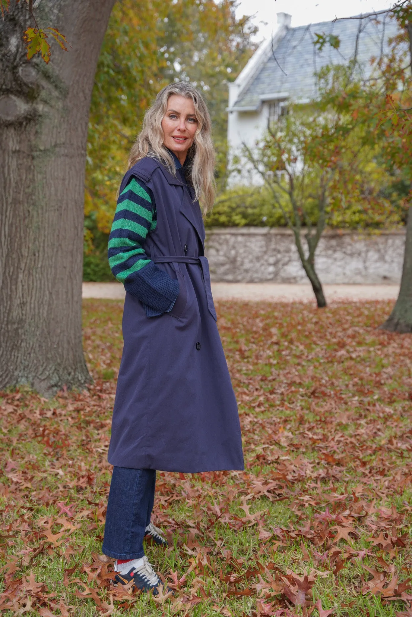 Navy Sleeveless Coat