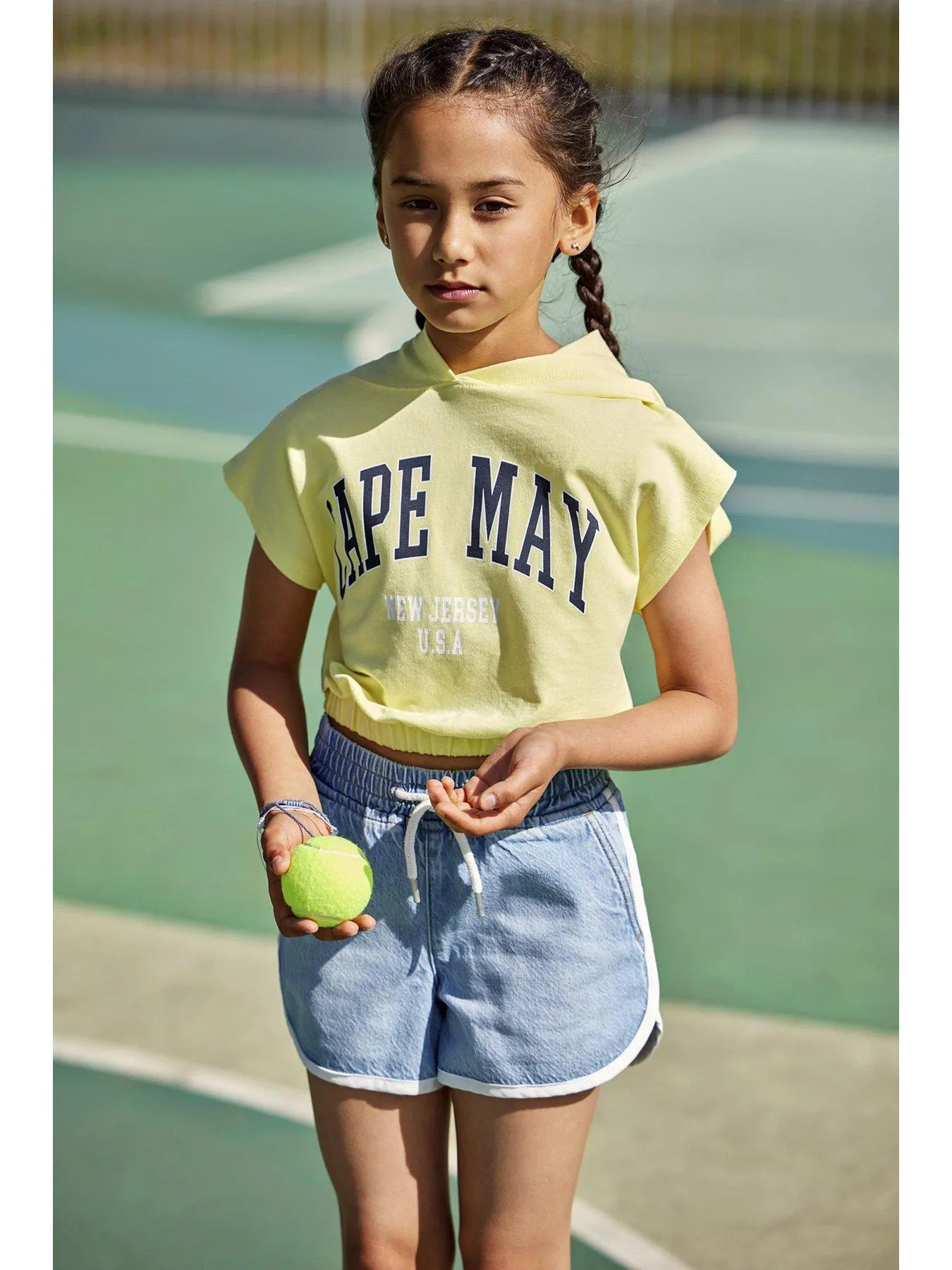 Only Kids Girls Short Sleeve Hoody - Yellow Pear