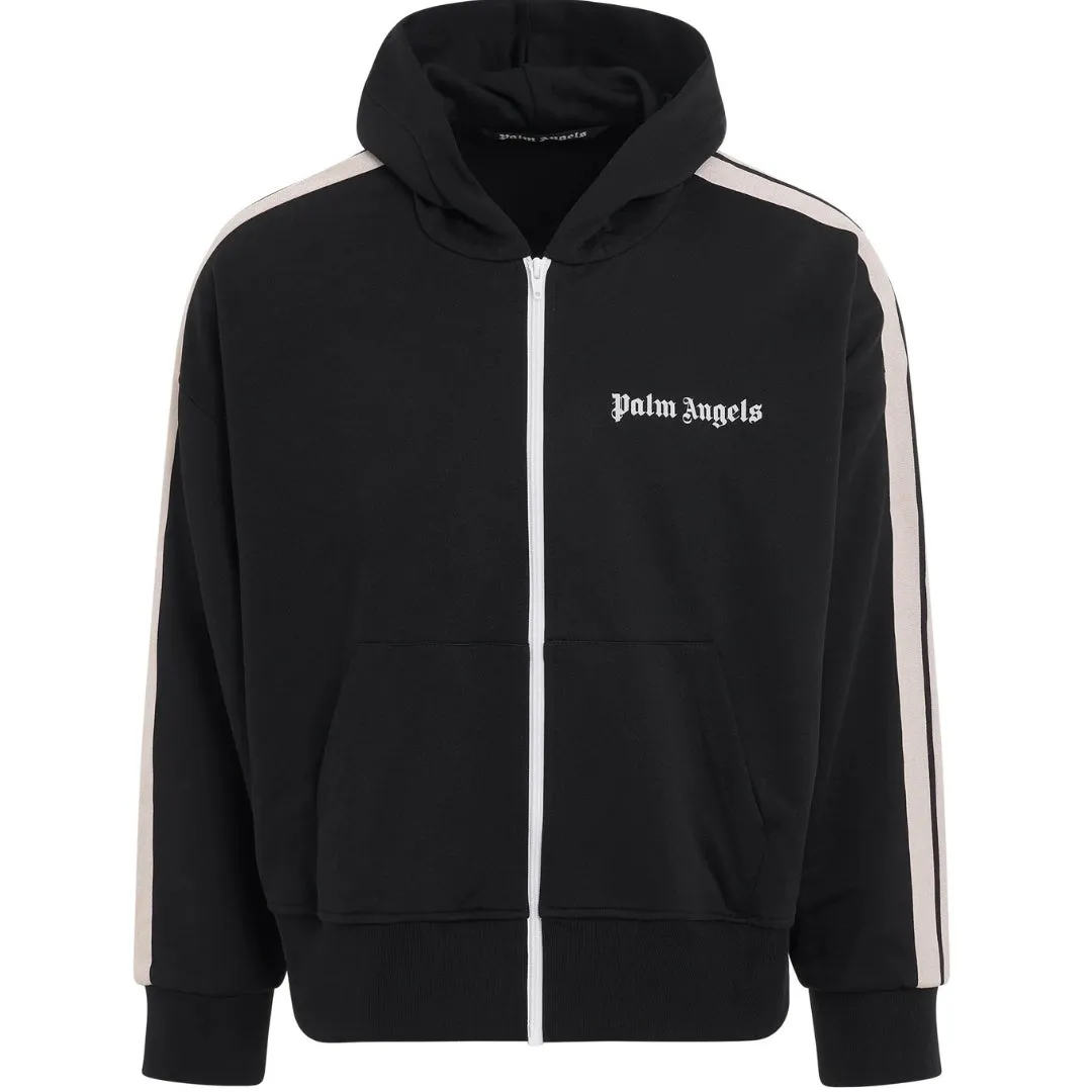 Palm Angels Zip Up Black Hooded Jacket