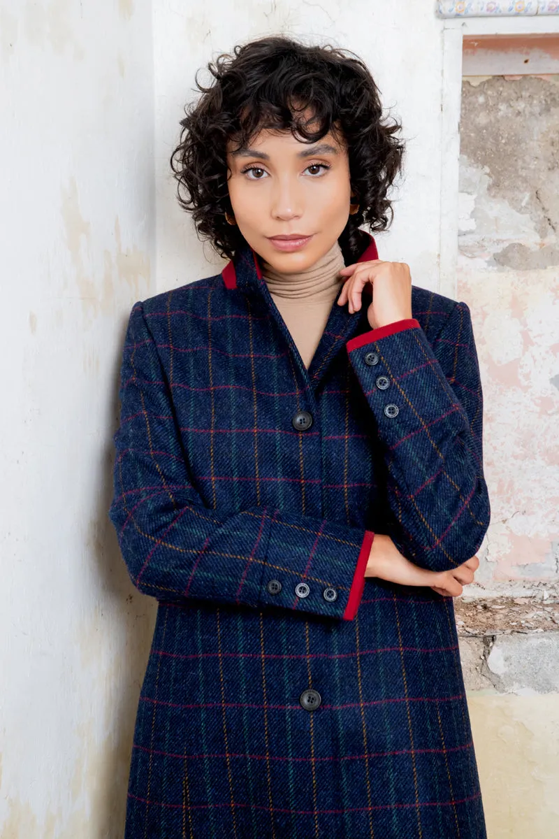 Pamela Tweed Coat - Primary Navy