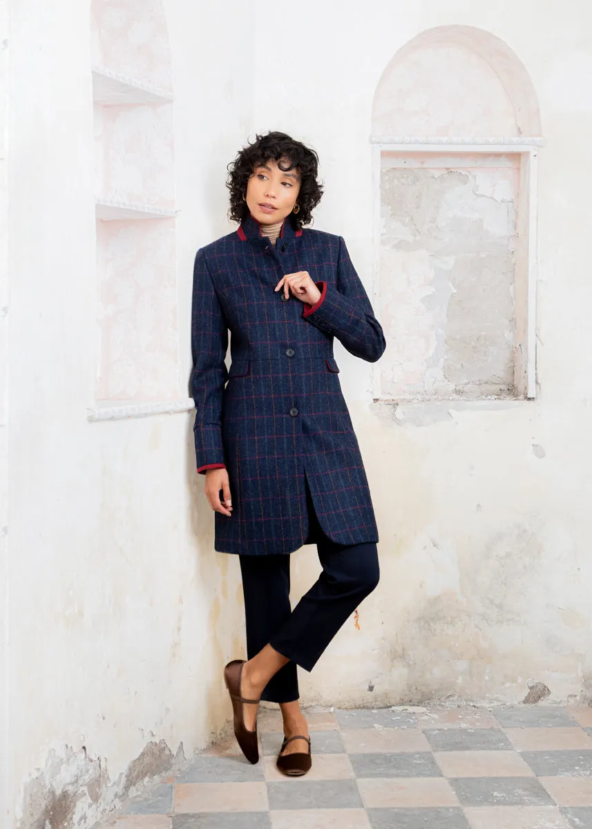 Pamela Tweed Coat - Primary Navy