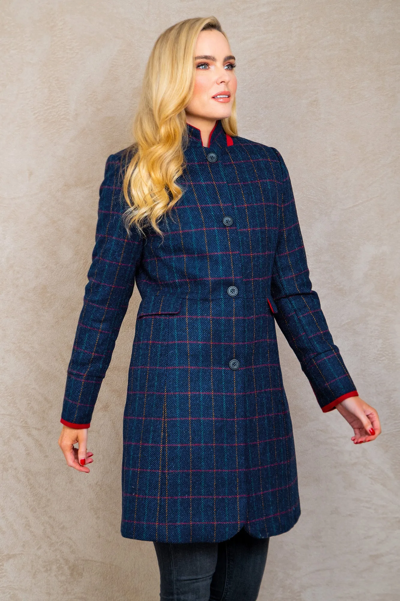 Pamela Tweed Coat - Primary Navy