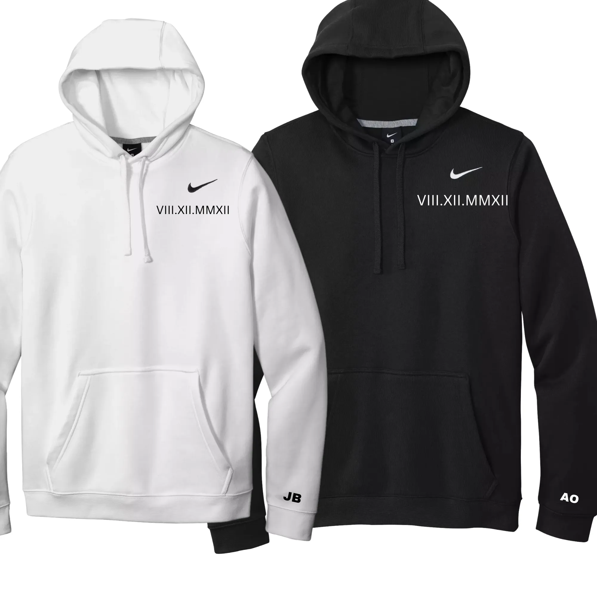 Personalized Nike Anniversary Hoodies, Roman Numerals, Custom Anniversary Gifts, meaningful, personalized gifts