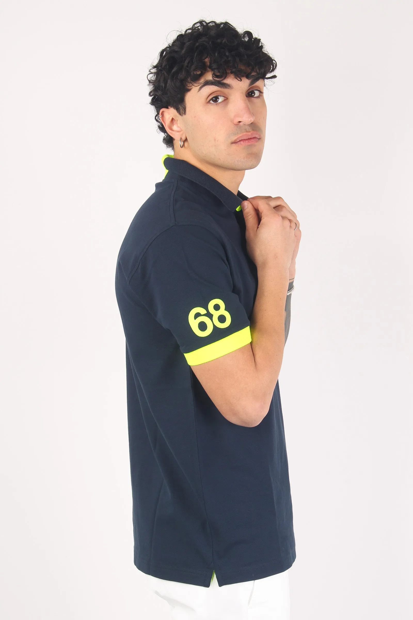 Polo Logo Fluo Navy Blue