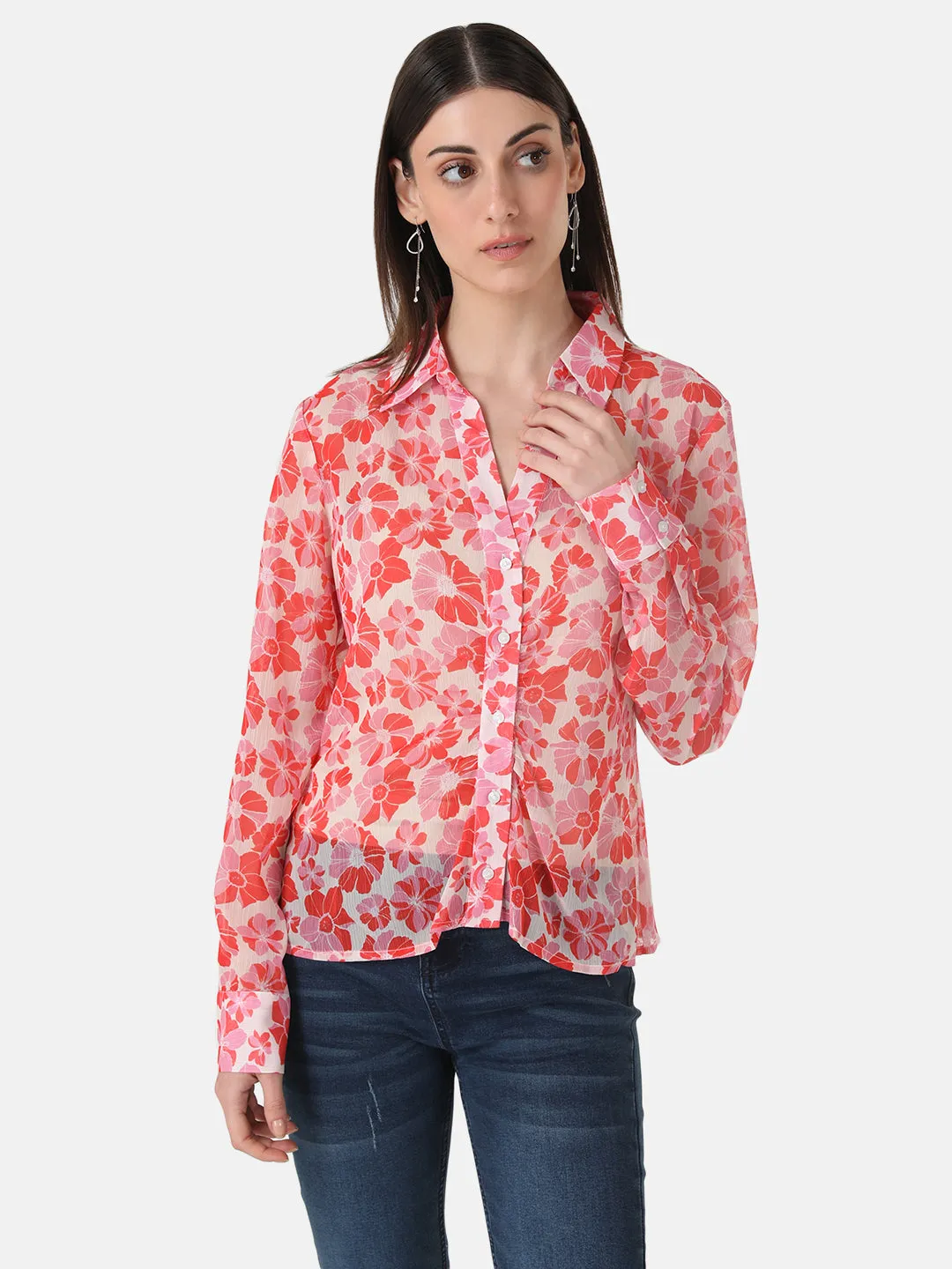 Printed Ruched Shirt