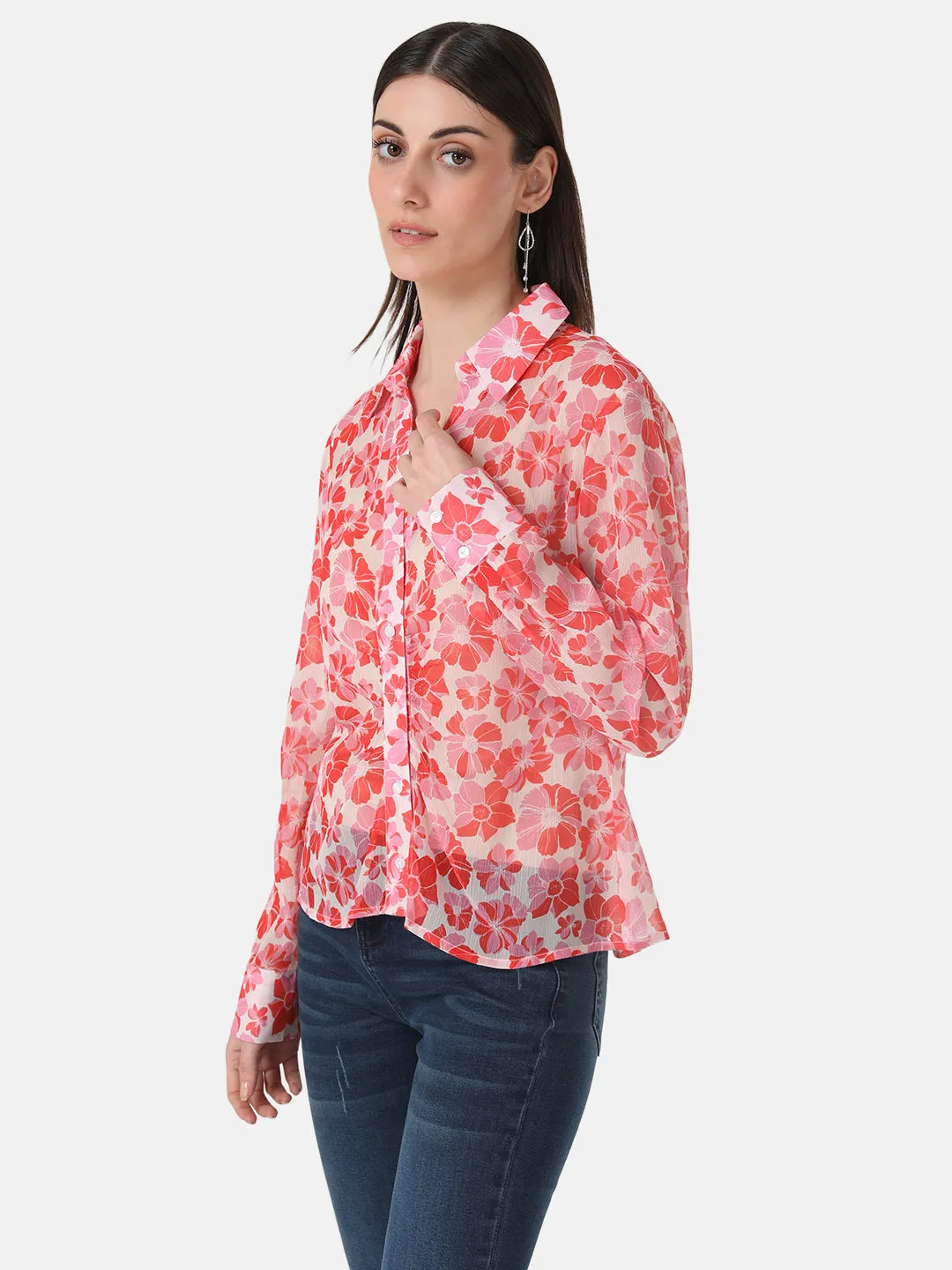 Printed Ruched Shirt