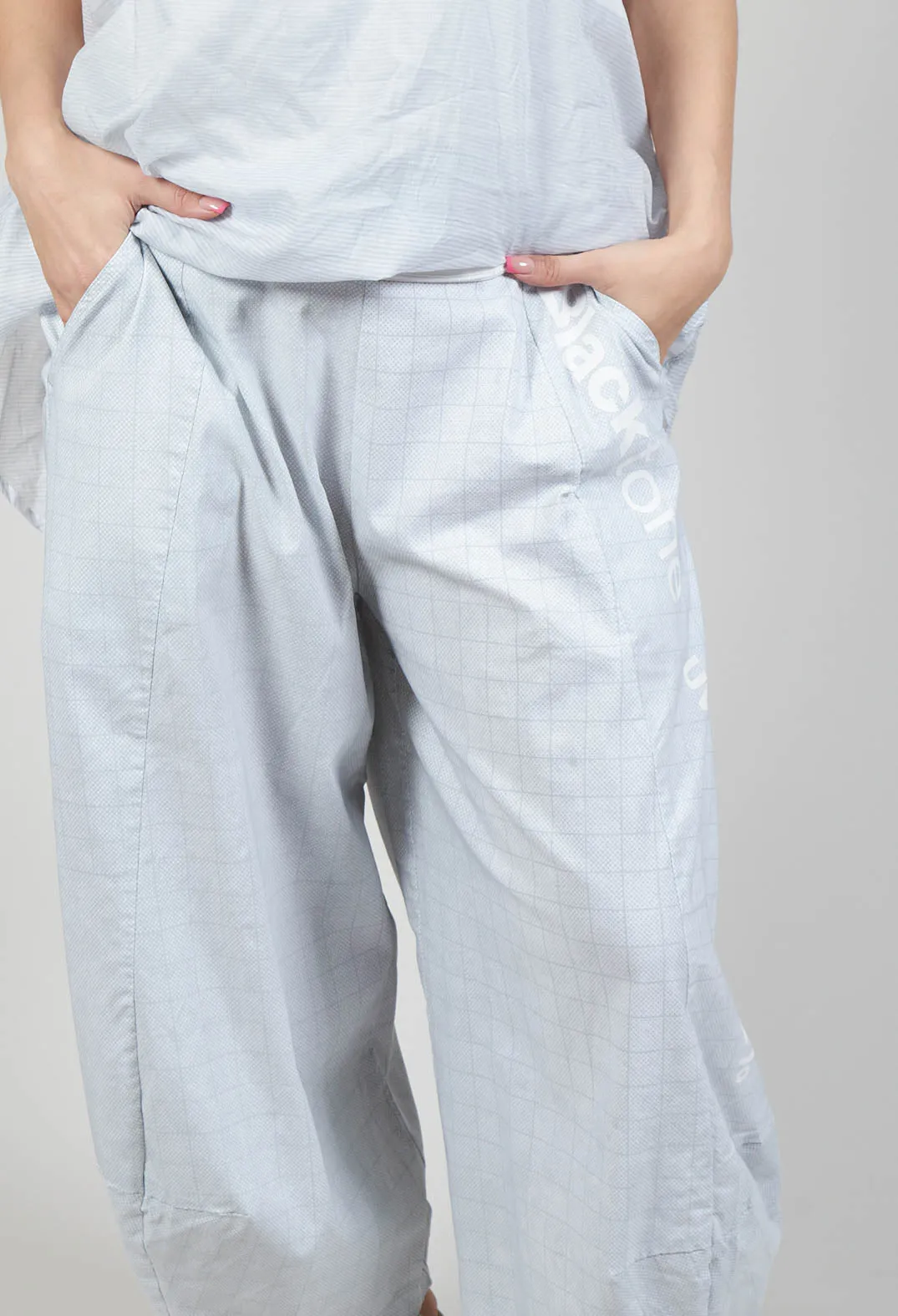 Pull On Balloon Style Trousers in Placed Grey Print