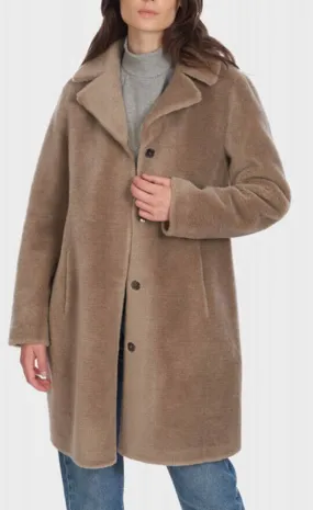 Reversible coat in 100% taupe wool “64006”