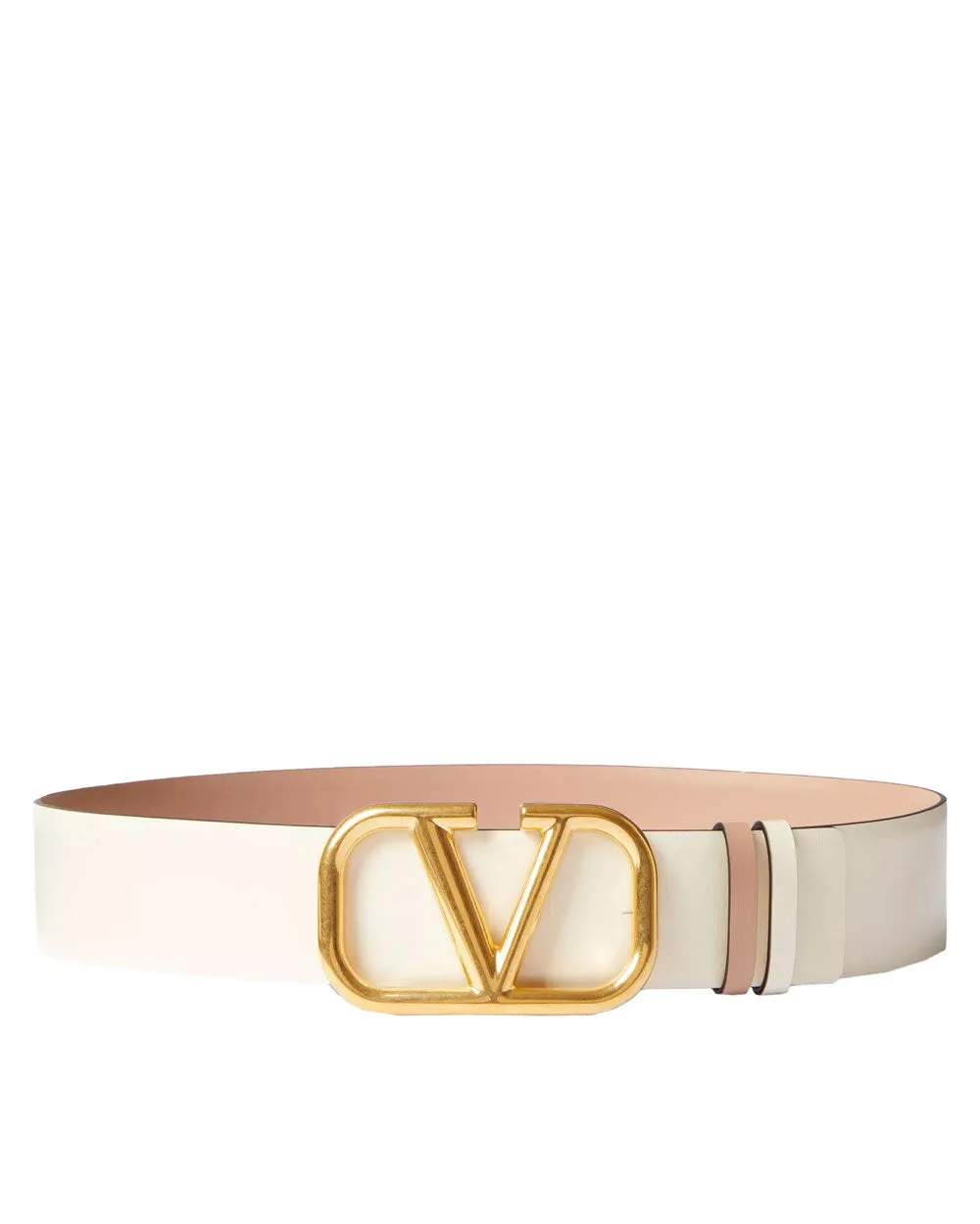 Reversible VLogo Signature 40mm Belt in Light Ivory and Rose