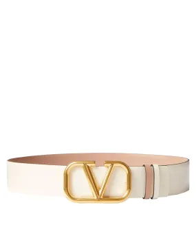 Reversible VLogo Signature 40mm Belt in Light Ivory and Rose