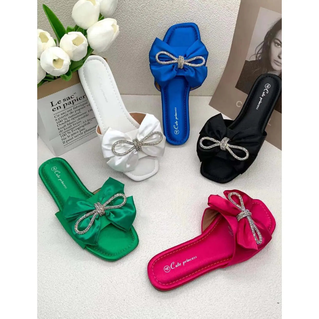 Rhinestone Bow-Knot Open-Toe Sandals