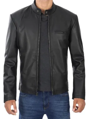 Ricardo Men's Black Cow Hide Leather Motorcycle Jacket