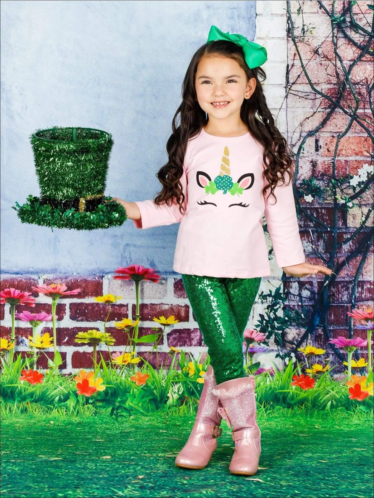 St. Patty's Princess Unicorn Sequin Legging Set