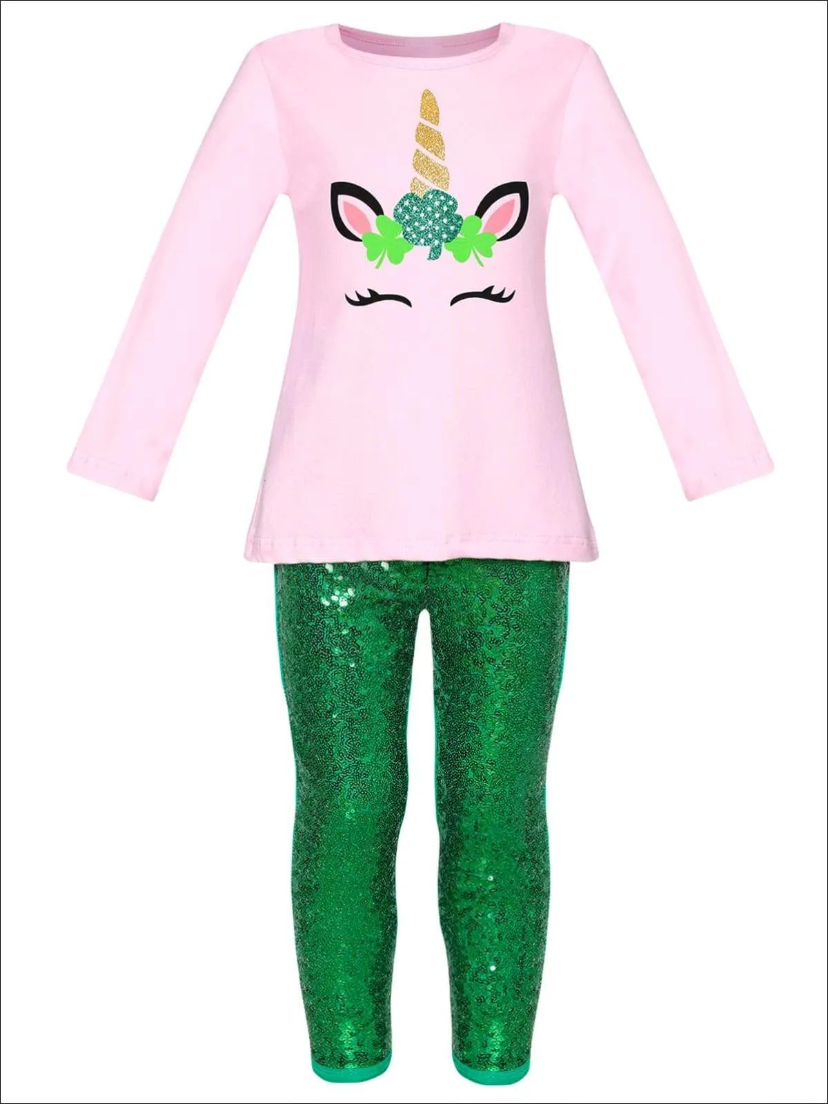 St. Patty's Princess Unicorn Sequin Legging Set