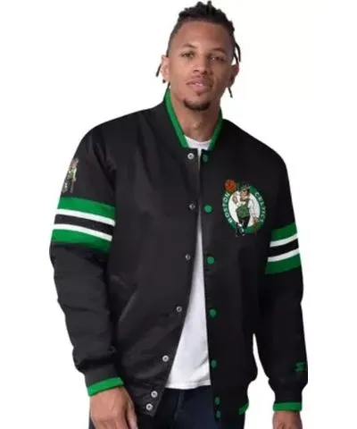 Starter Men's NBA Boston Celtics Scout Varsity Satin Full-Snap Jacket