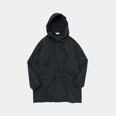 Still By Hand Hooded Nylon Coat Black Navy