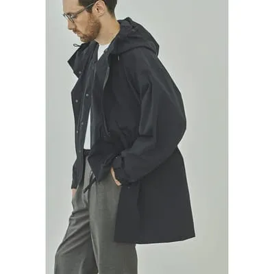 Still By Hand Hooded Nylon Coat Black Navy