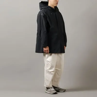 Still By Hand Hooded Nylon Coat Black Navy