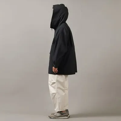 Still By Hand Hooded Nylon Coat Black Navy