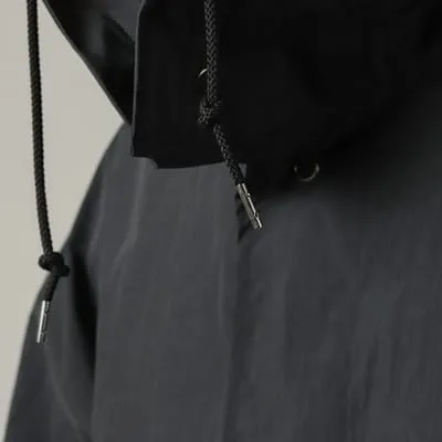 Still By Hand Hooded Nylon Coat Black Navy