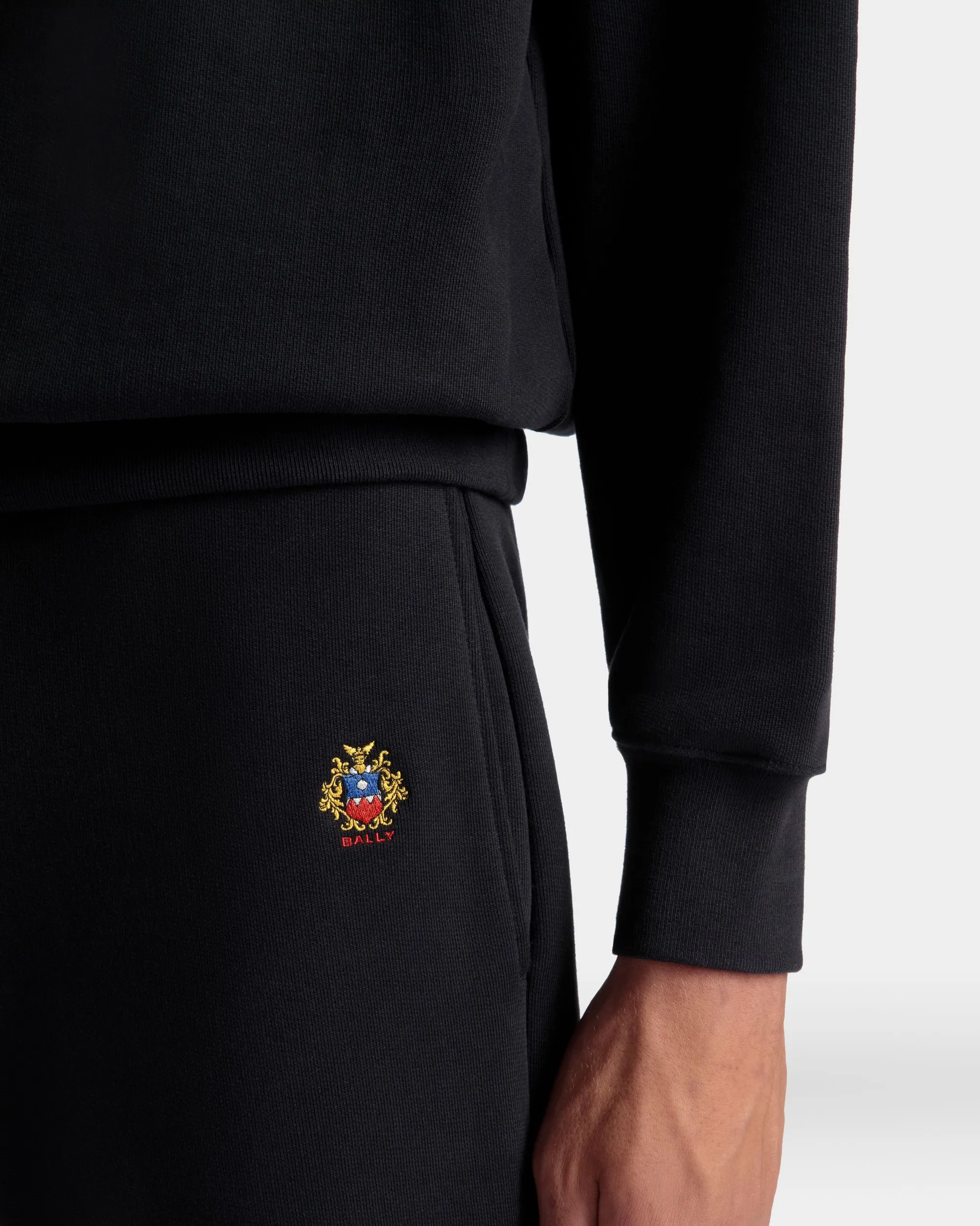 Sweatpants With a Bally Crest Logo In Navy Blue Cotton 