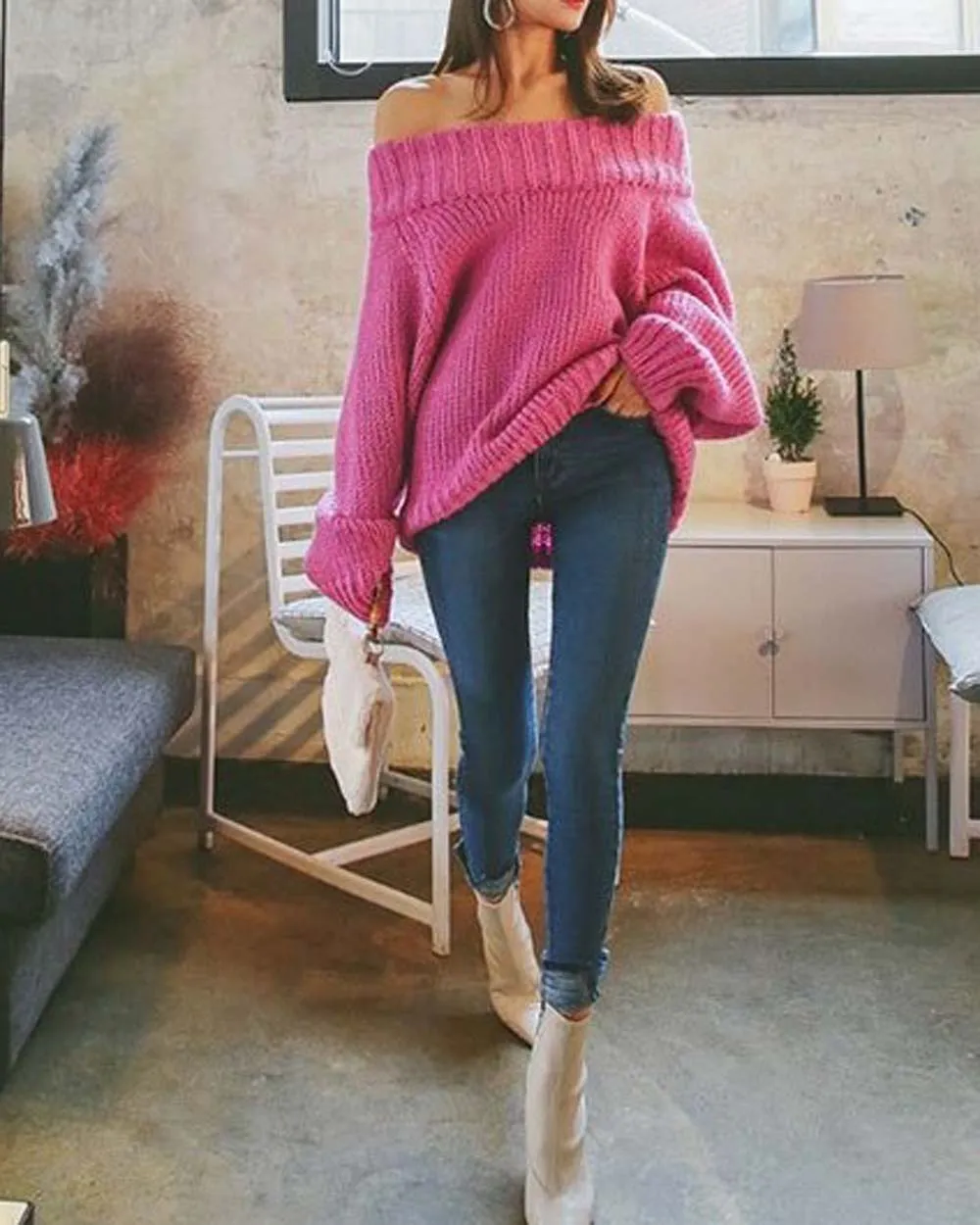 Sweet Pink Shoulder Sweater