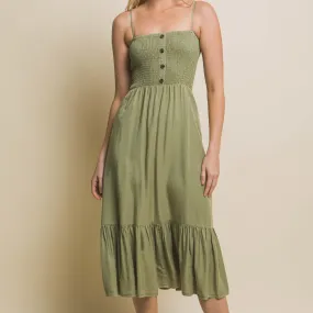 Take Time For Yourself Smocked Maxi Dress Olive