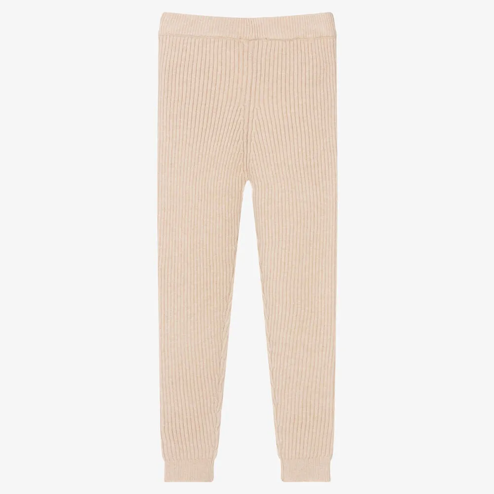 Teen Girls Beige Knit Leggings