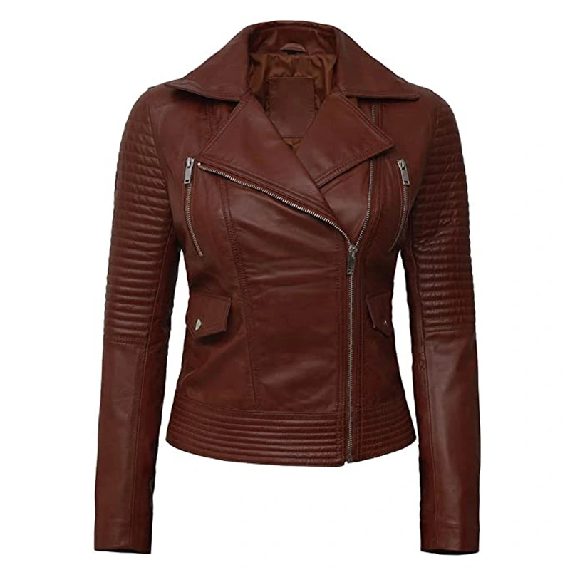 Women's Brown Motorcycle Leather Jacket | Danezon