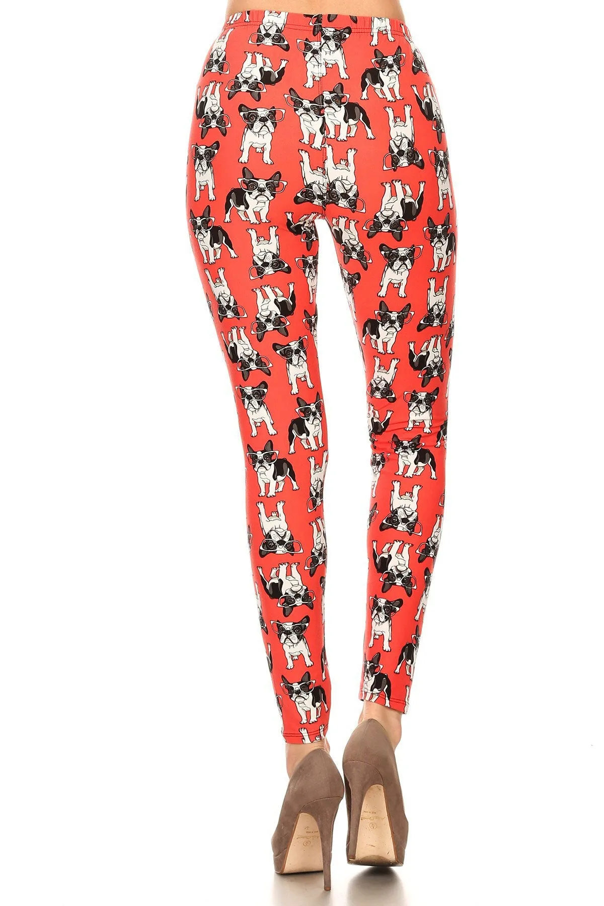 Women's Regular French Bulldog Wearing Glasses Pattern Printed Leggings