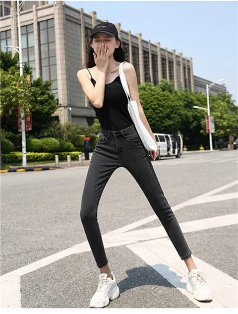 Women's Winter Warm Polyester Casual High Waist Skinny Trousers