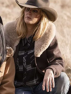 Yellowstone Kelly Reilly Shearling Wool Coat | New American Jackets