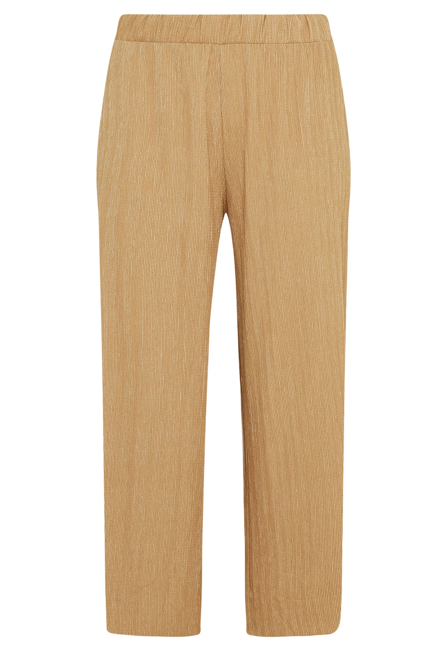 YOURS Curve Natural Brown Textured Wide Leg Trousers